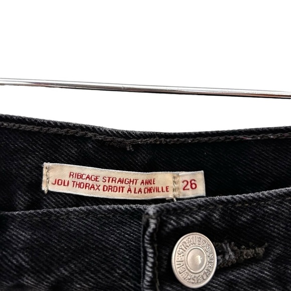 Levi's Women's Ribcage Straight Ankle Destructed Black Jeans - Picture 10 of 15